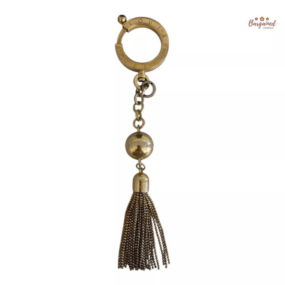 Authentic LOUIS VUITTON Goldtone Metal Swing Key Holder And Bag Charm